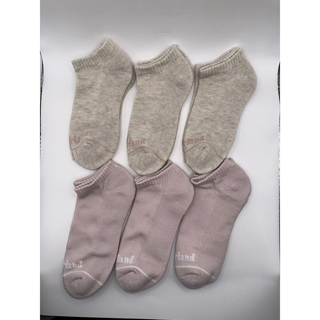 Timberland No Show Socks 6 Pairs - Full Cushion, Light Gray & Mauve Medium