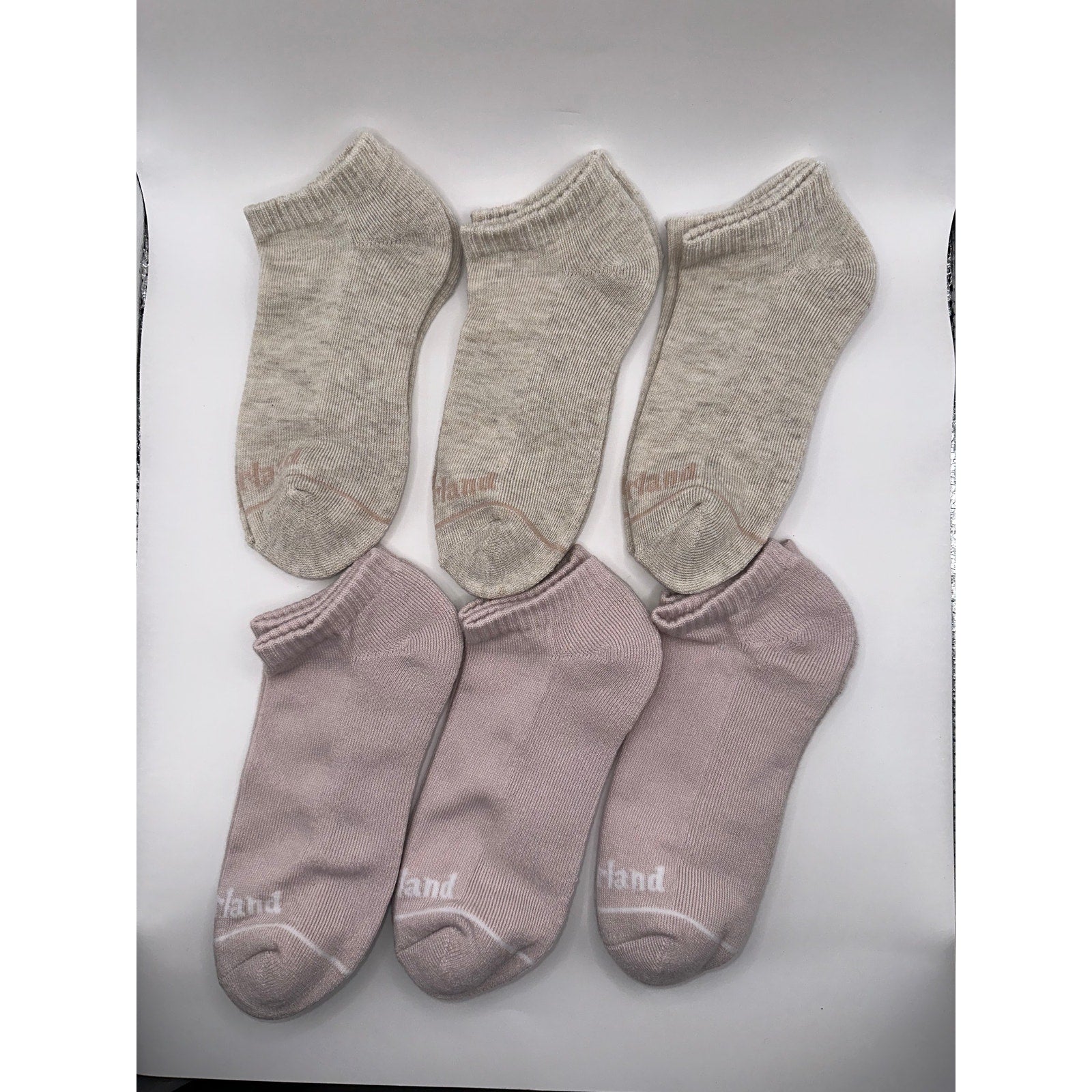 Timberland No Show Socks 6 Pairs - Full Cushion, Light Gray & Mauve Medium