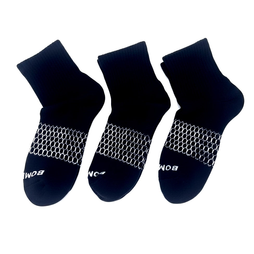 6 Pairs Women Men's BOMBAS Quarter socks Size Medium Black