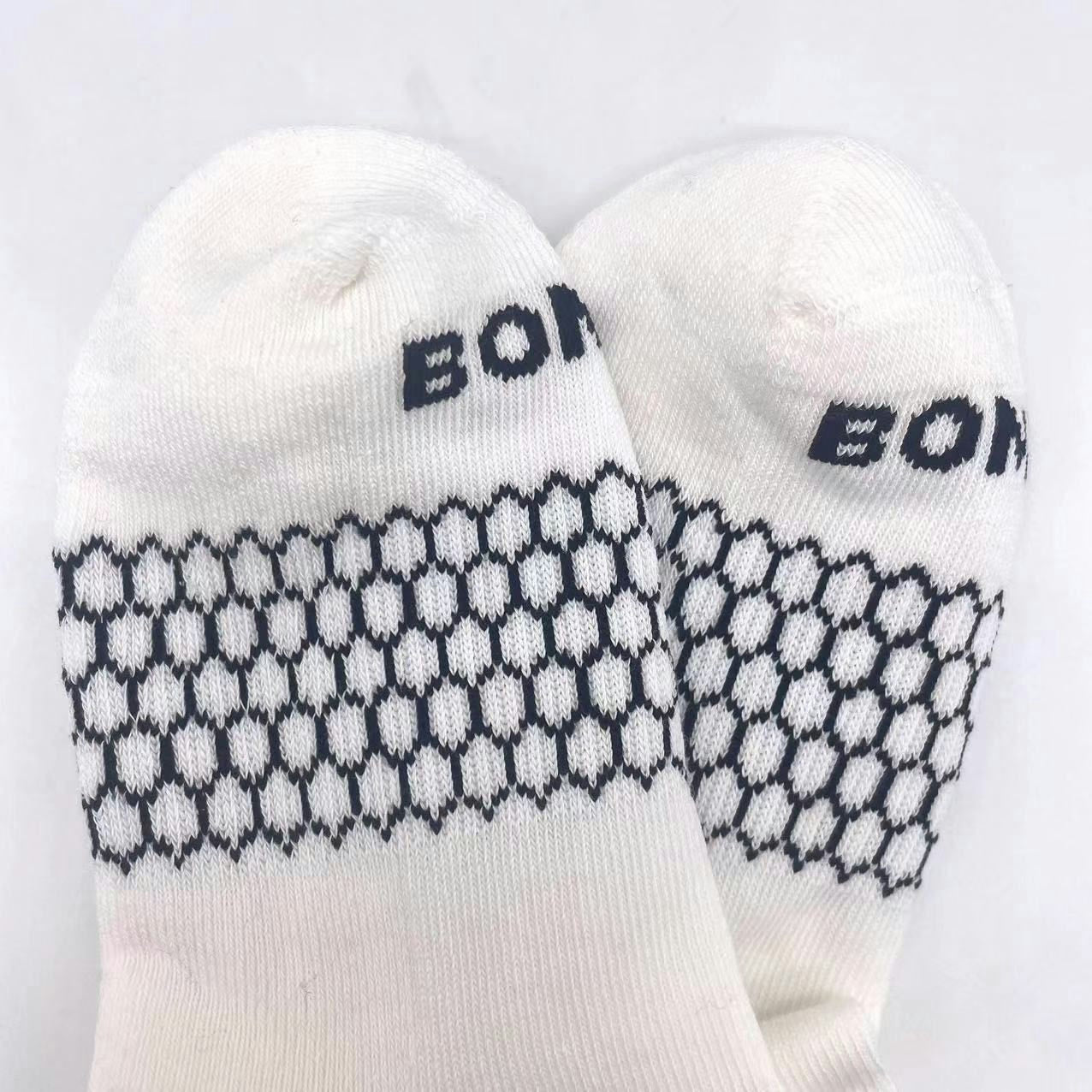 Women Men's BOMBAS Stripe Quarter socks Size Large White 6 Pairs