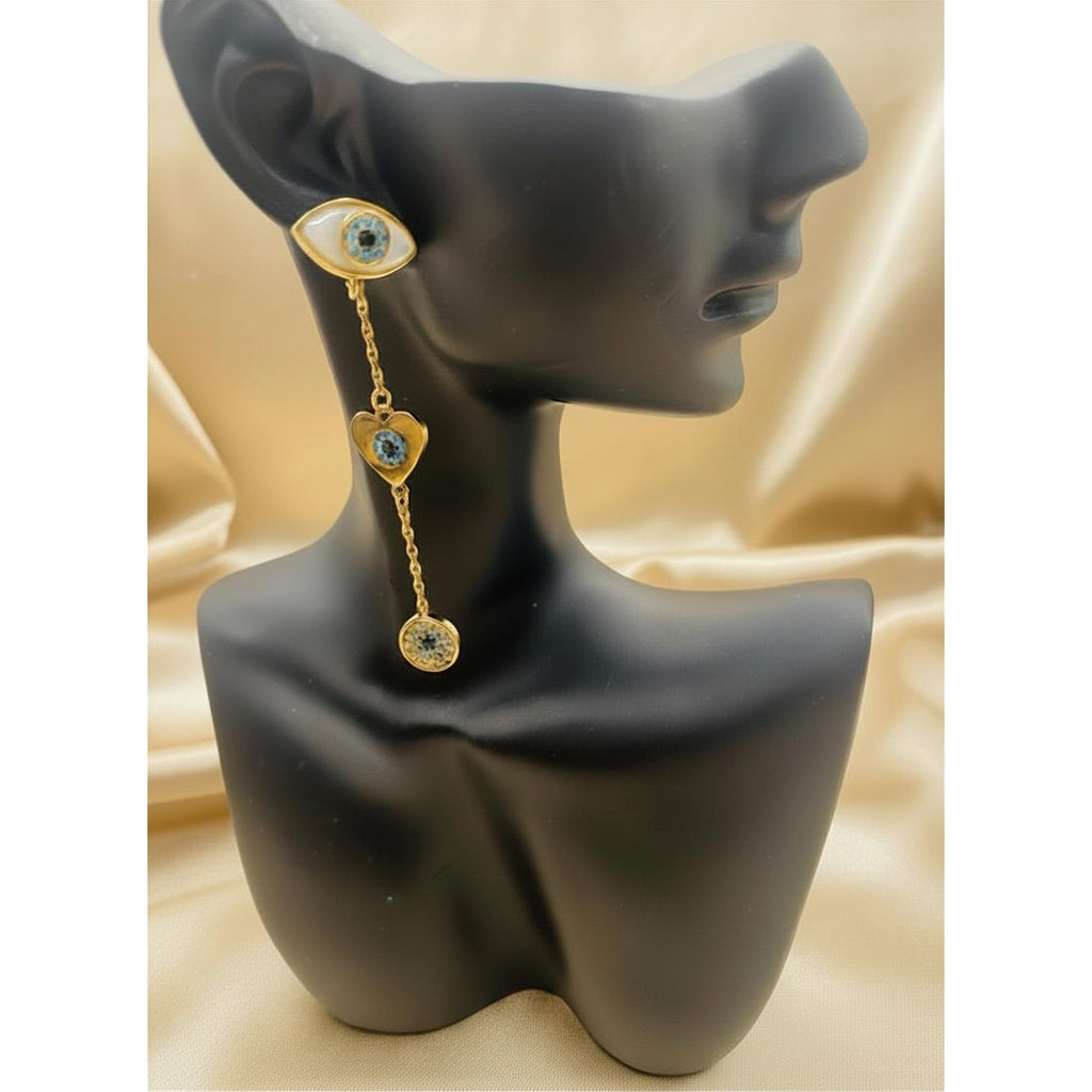 Kate Spade New York Gold-Tone Mixed Stone Evil Eye Linear Drop Earrings