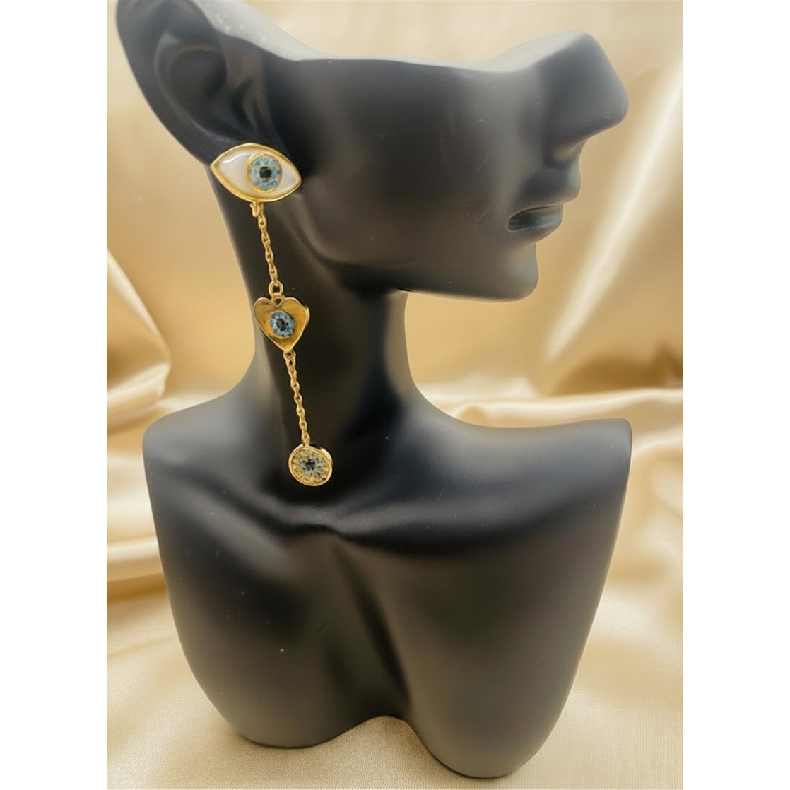 Kate Spade New York Gold-Tone Mixed Stone Evil Eye Linear Drop Earrings