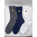 3 Pairs - Carhartt WIP Chase Socks Gold Logo Crew Streetwear Large