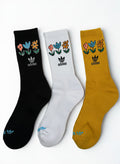 3 Pairs ADIDAS Floral Everyday Cotton Crew Socks Dri Fit Size MEDIUM