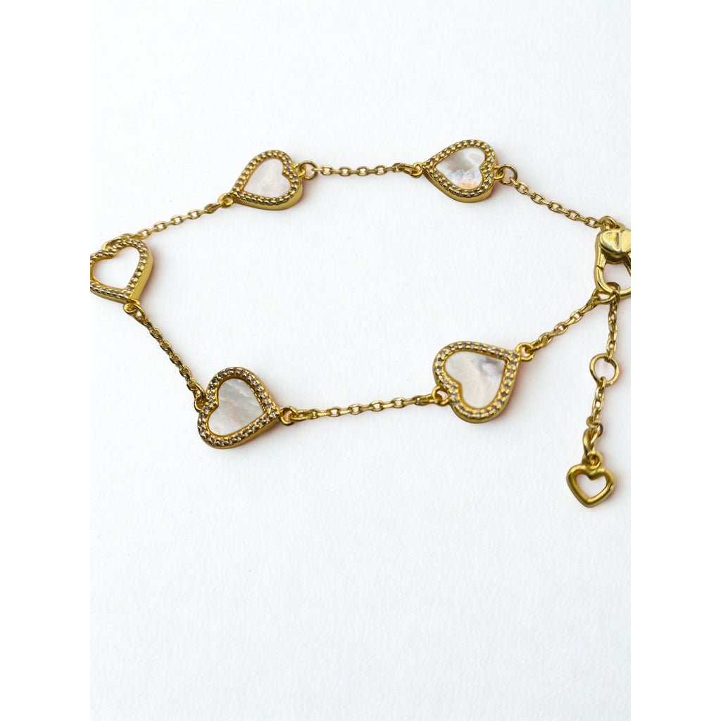 Kate Spade New York Gold-Tone Pavé & Mother-of-Pearl Heart Link Bracelet