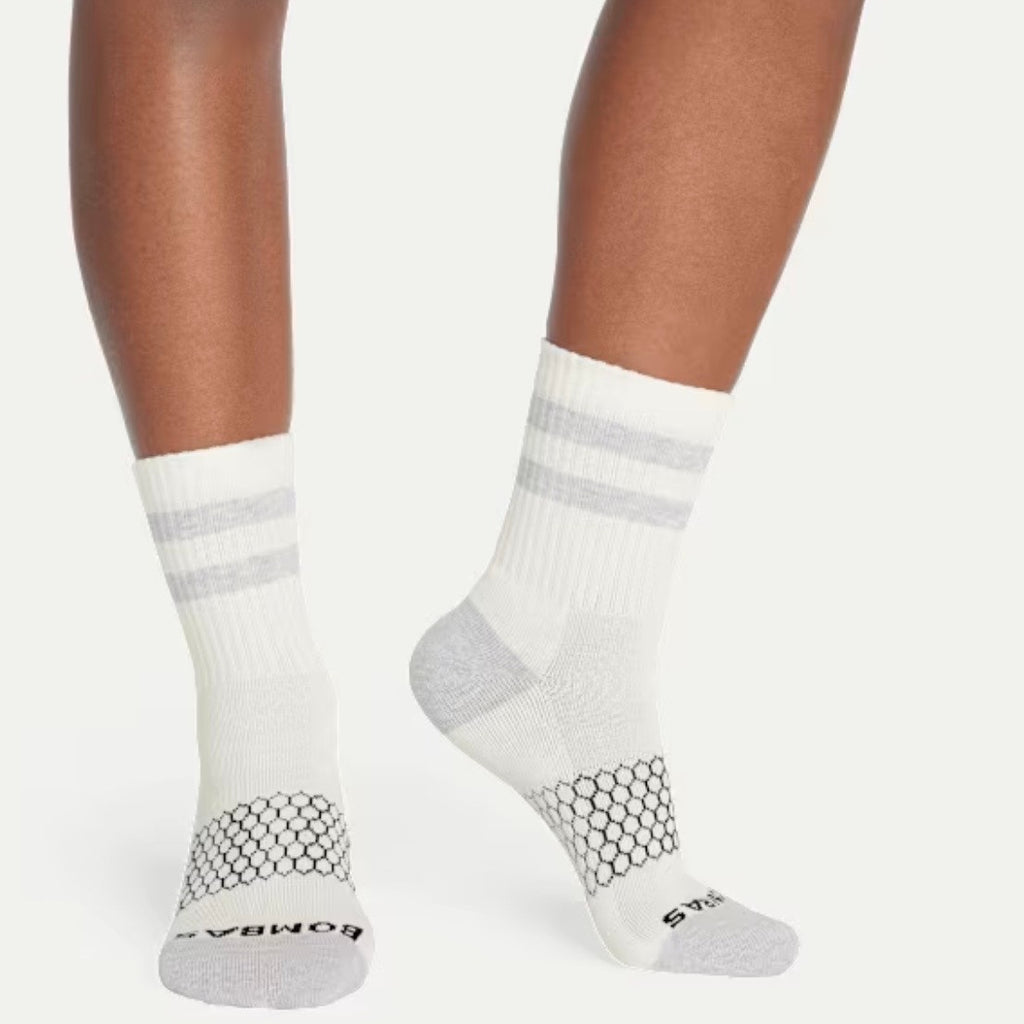 4 Pairs Bombas Stripe Quarter Socks Size Medium 6-10