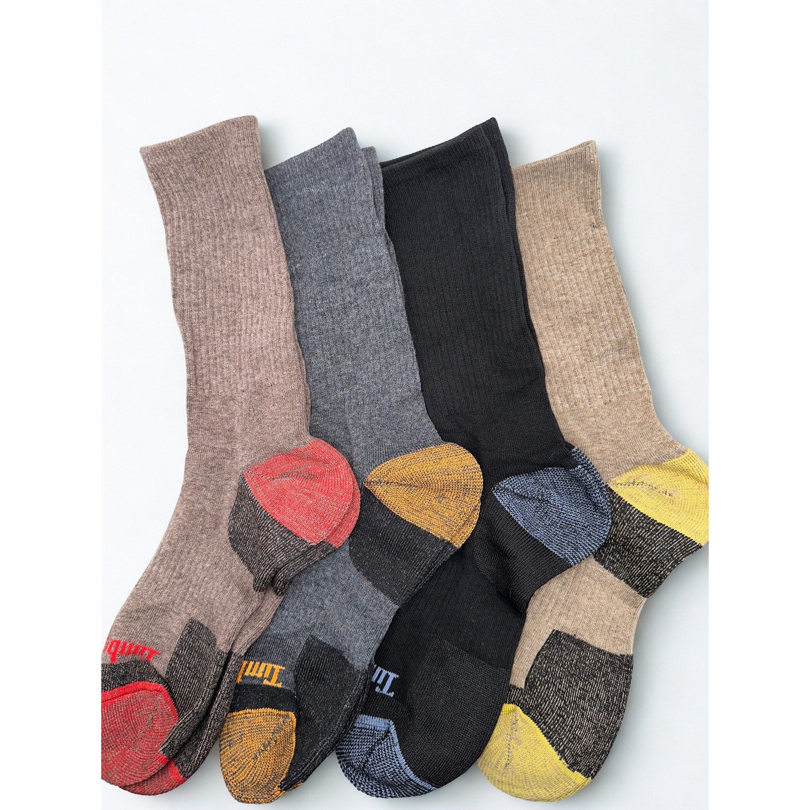 Timberland Men Cushioned Crew Socks 4 Pairs - Wool Blend, Thermal Large