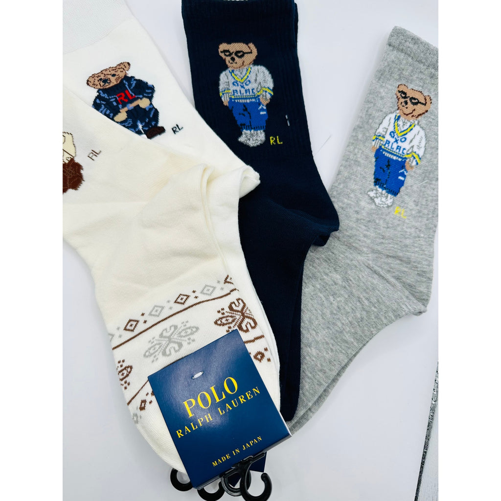 4 pairs NWT POLO Ralph Lauren Bear-motif Socks size Medium 6-10