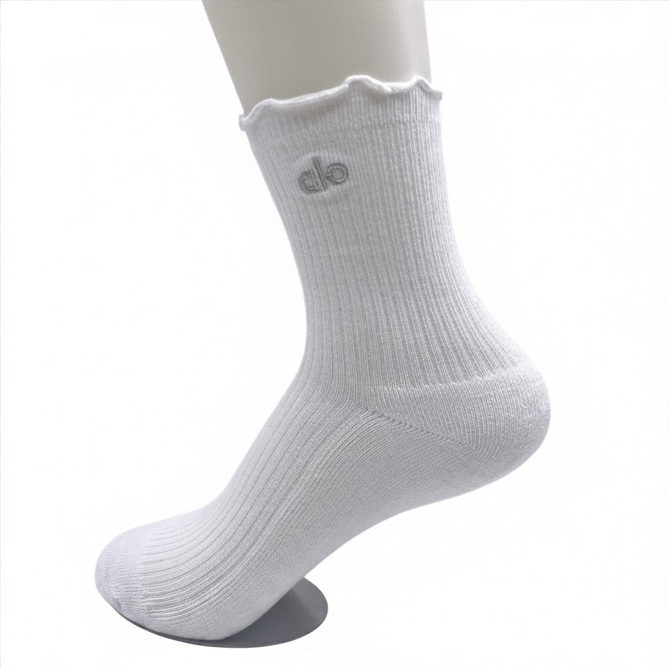 6 Pairs Alo Yoga Unisex Lettuce Edge Socks Medium