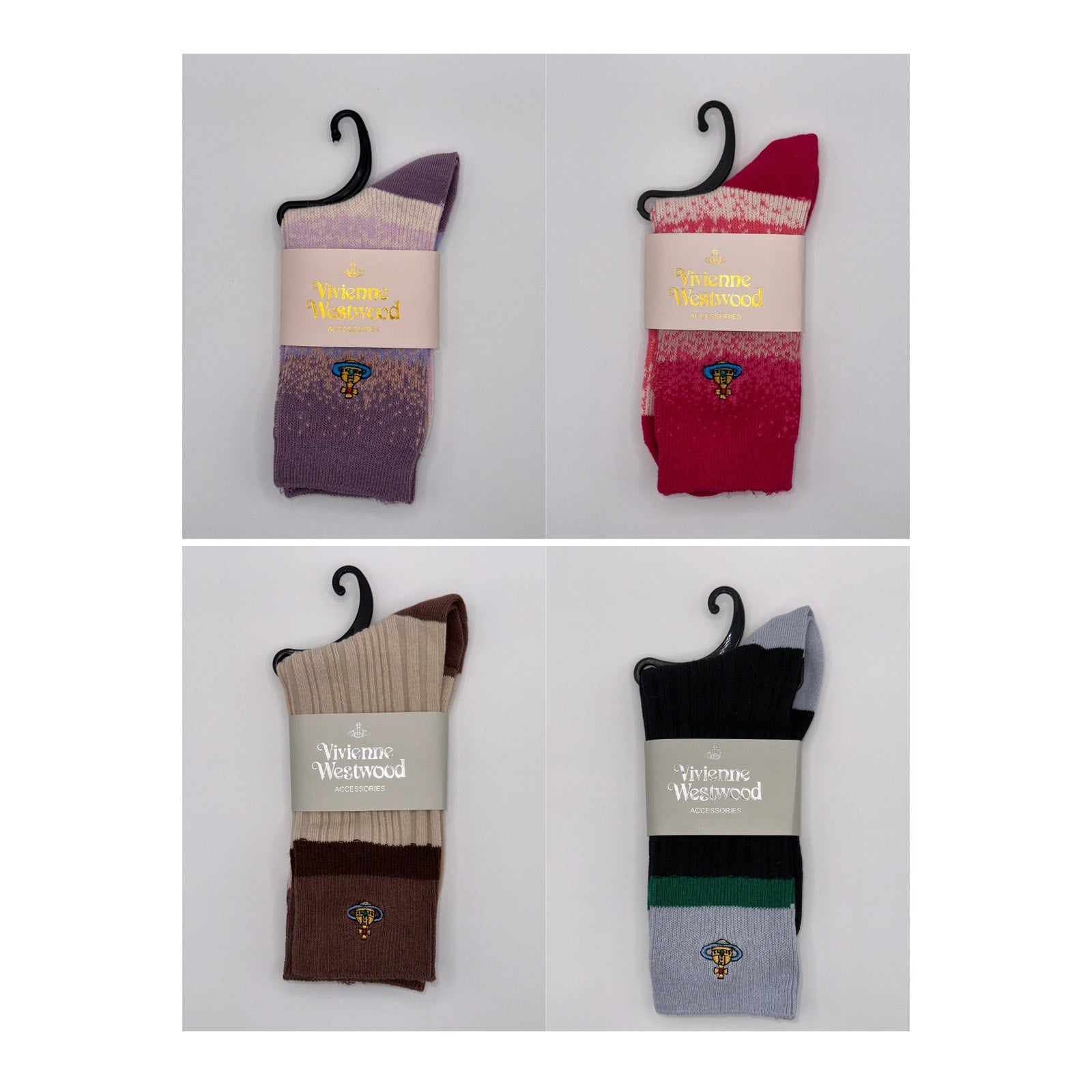 4 Pairs Vivienne Westwood Women's Socks, Medium US Size 6-9