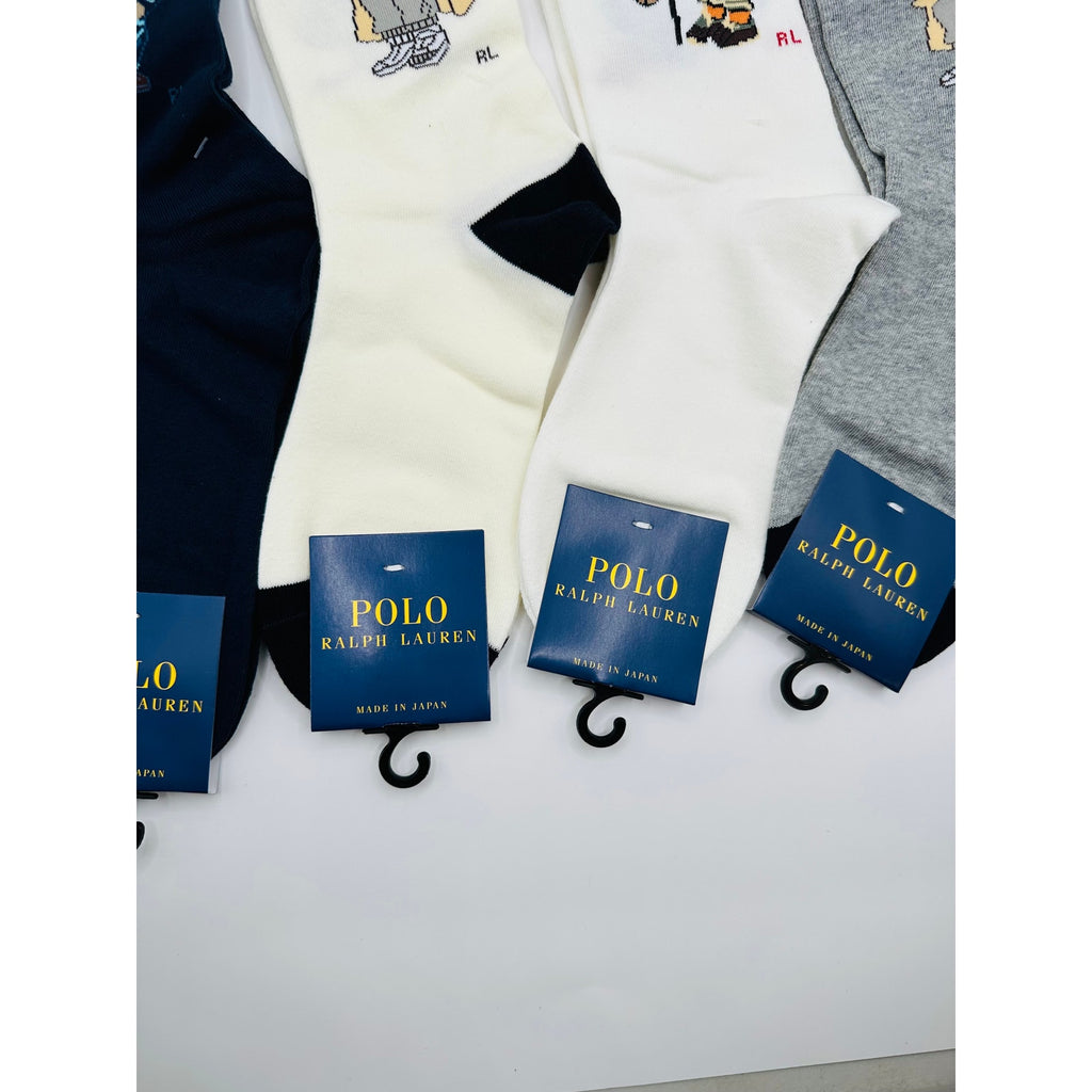 4 pairs NWT POLO Ralph Lauren Bear-motif Socks size Medium 6-10