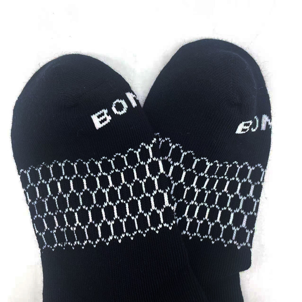 6 Pairs Women Men's BOMBAS Honeycomb Quarter socks Size Small Black