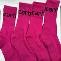 4 Pairs - Carhartt WIP Socks Magenta Crew Streetwear Large