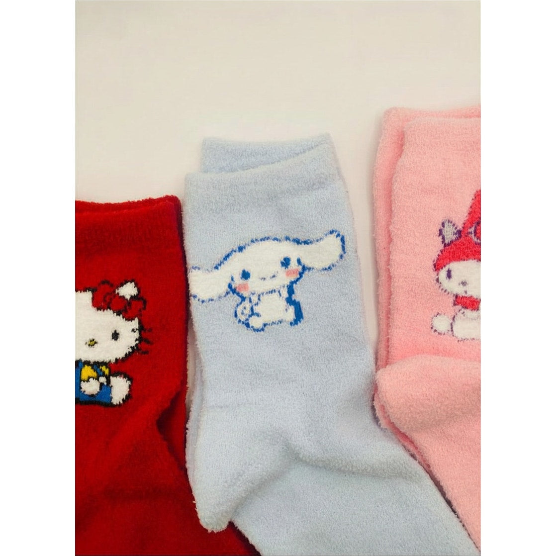 6 Pairs FUZZY SANRIO Women's Socks - Medium