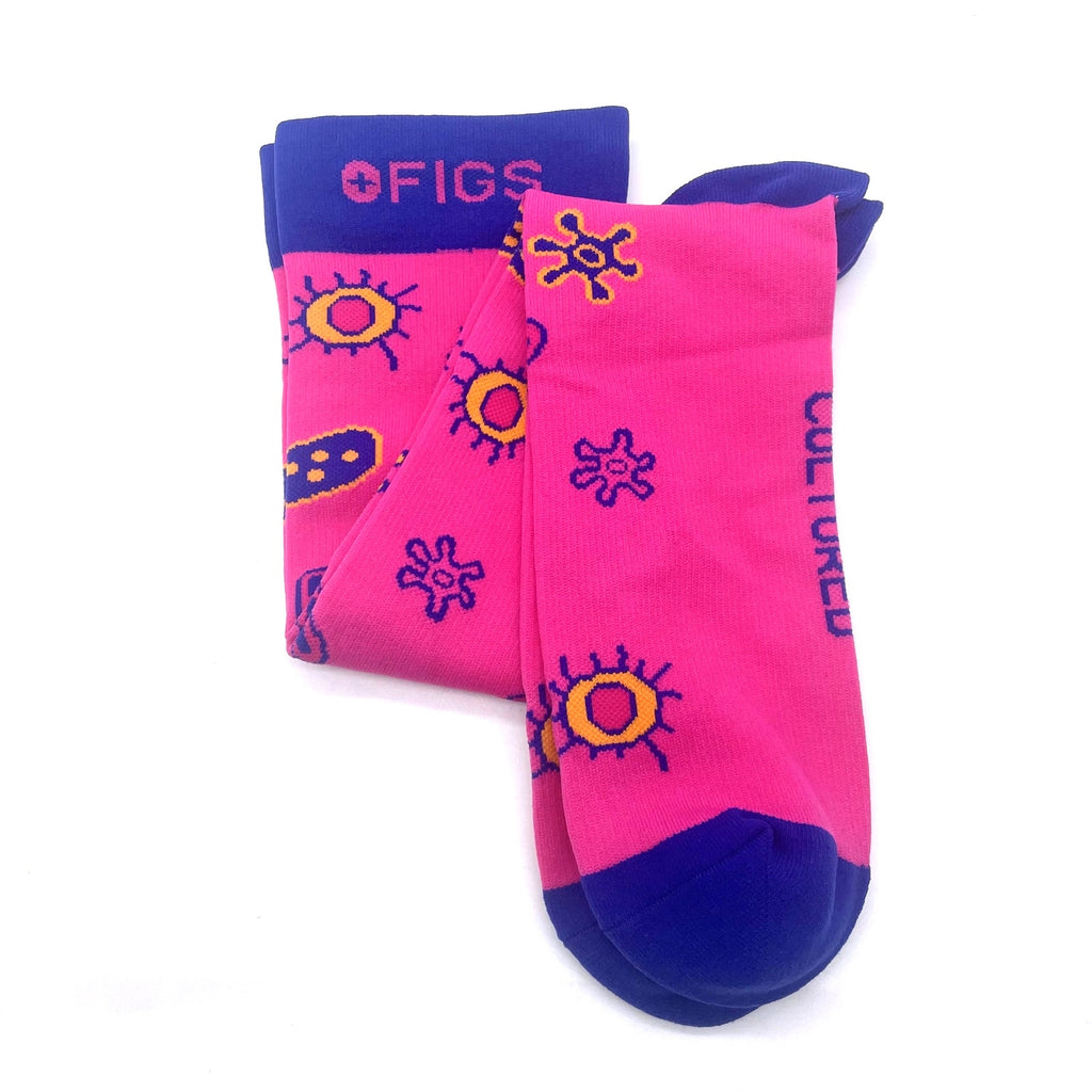 1 Pair FIGS Compression Pink & Blue Socks Size XL