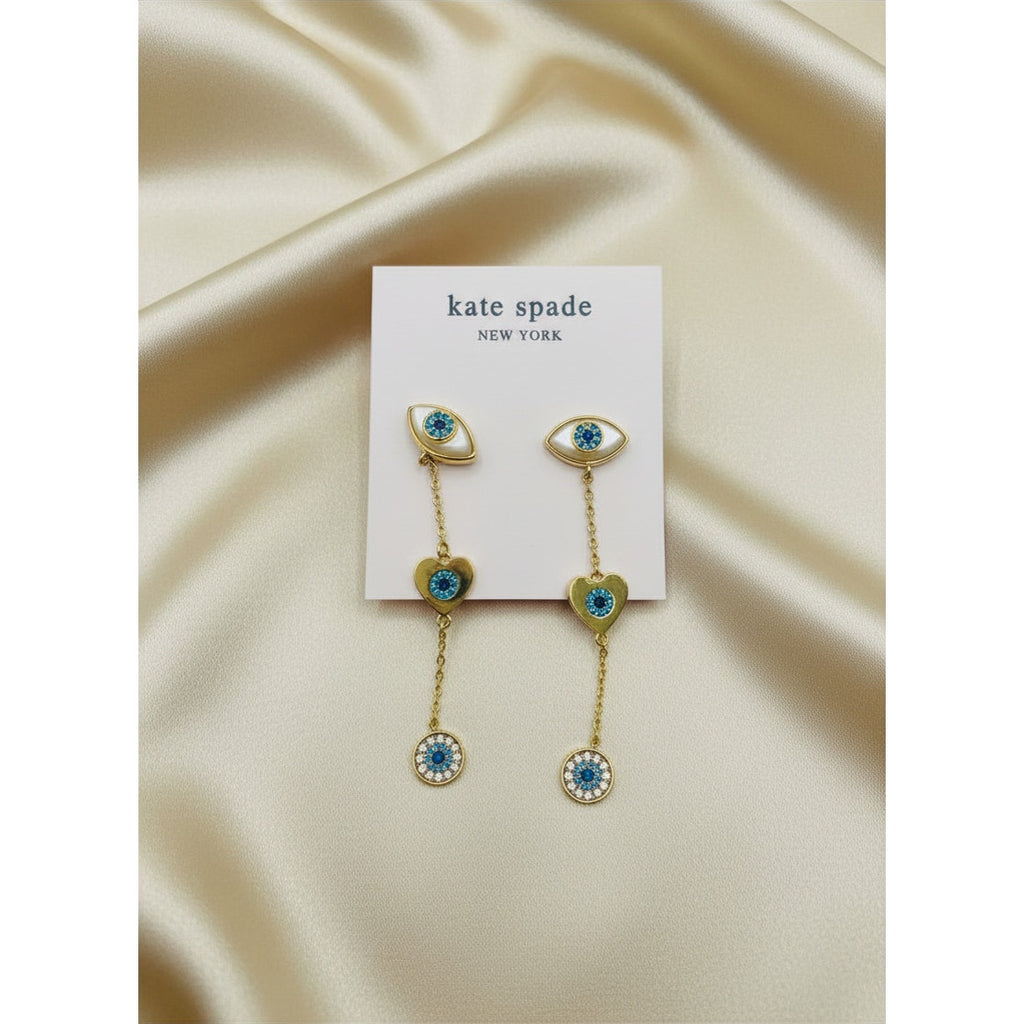 Kate Spade New York Gold-Tone Mixed Stone Evil Eye Linear Drop Earrings