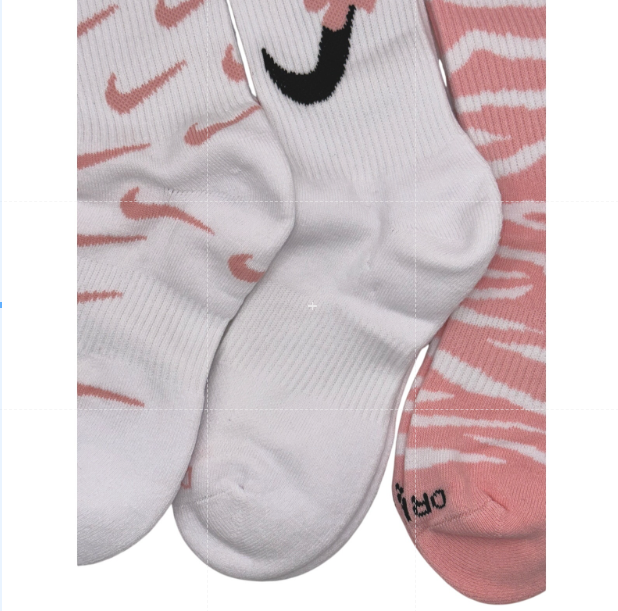 3 Pairs NWOT NIKE Floral Zebra Style Cotton Crew Socks Dri Fit Size MEDIUM