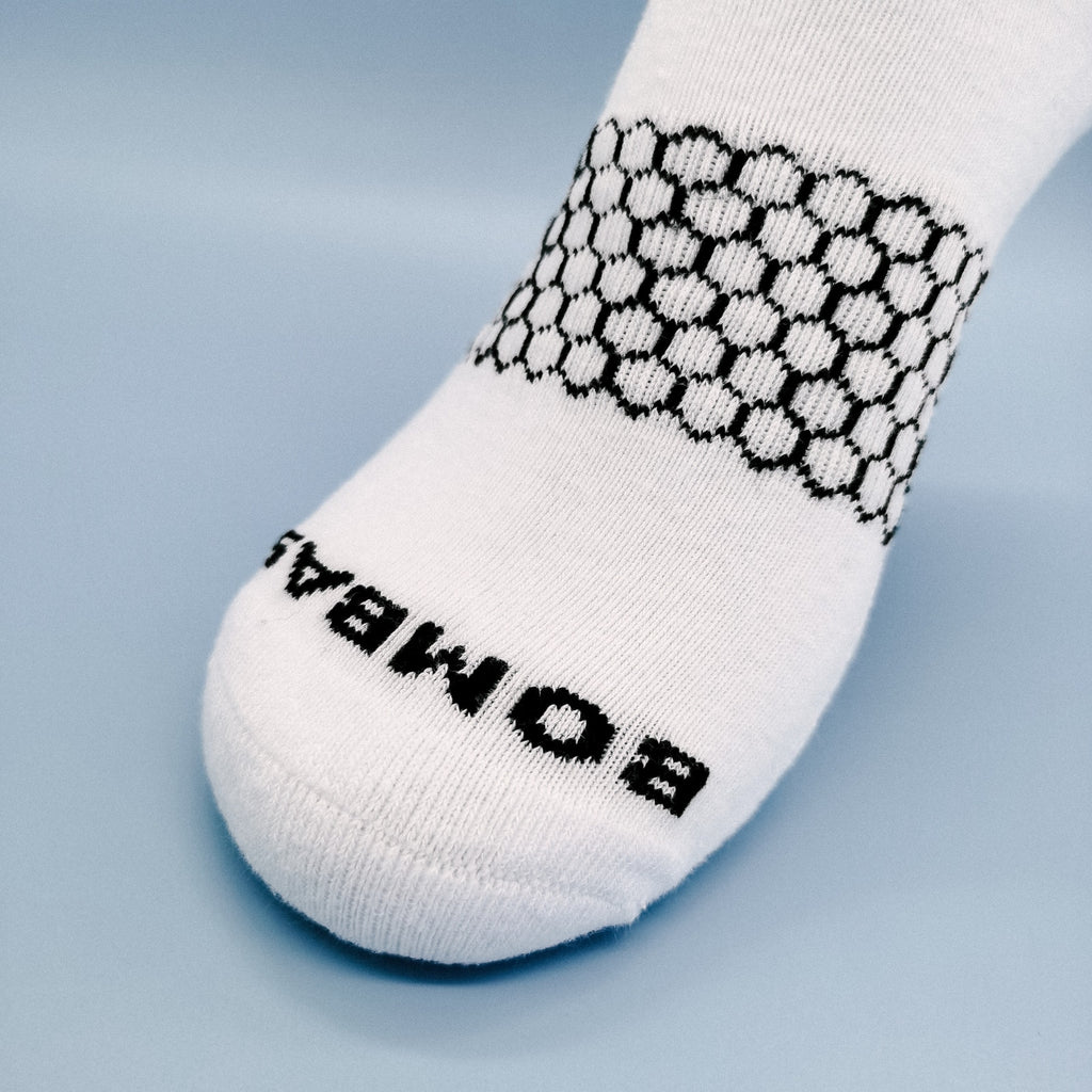 Women Men's BOMBAS Honeycomb Quarter socks Size Medium White 3 Pairs