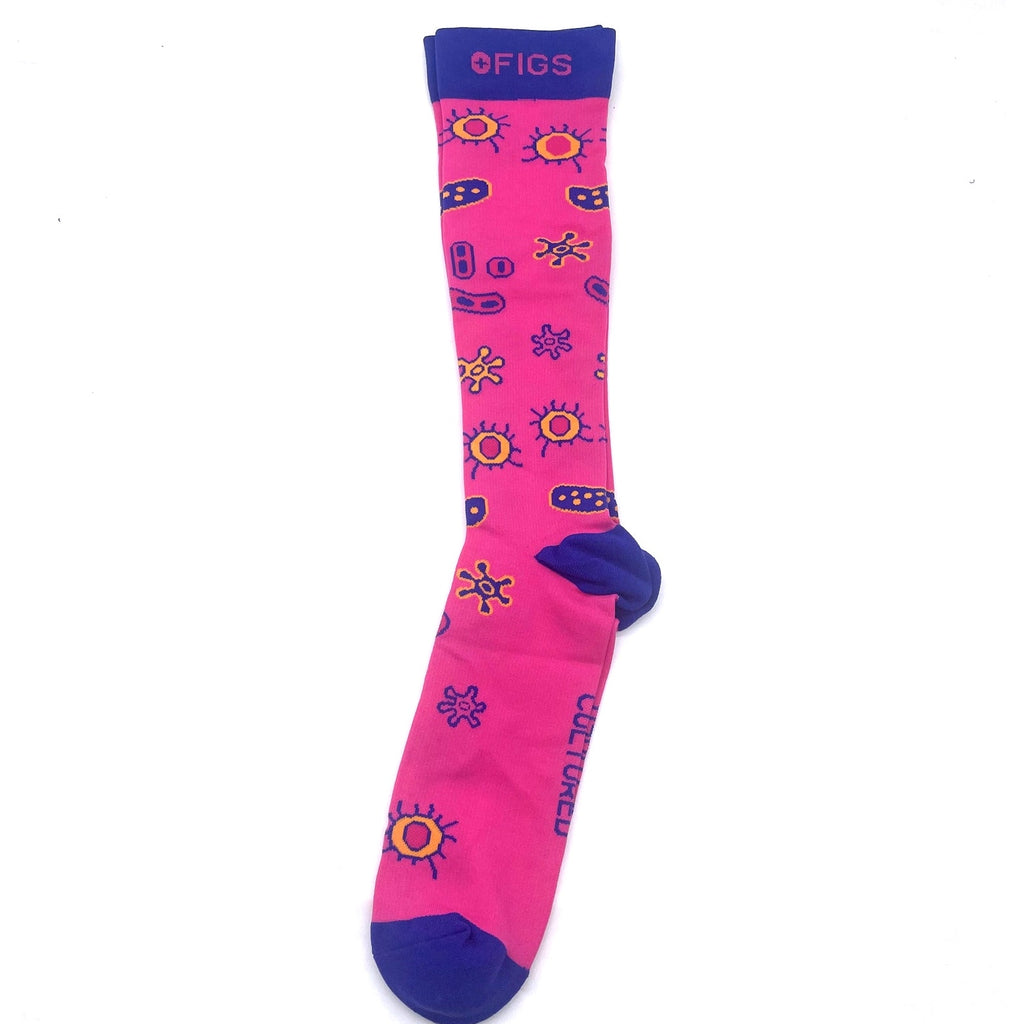 1 Pair FIGS Compression Pink & Blue Socks Size XL