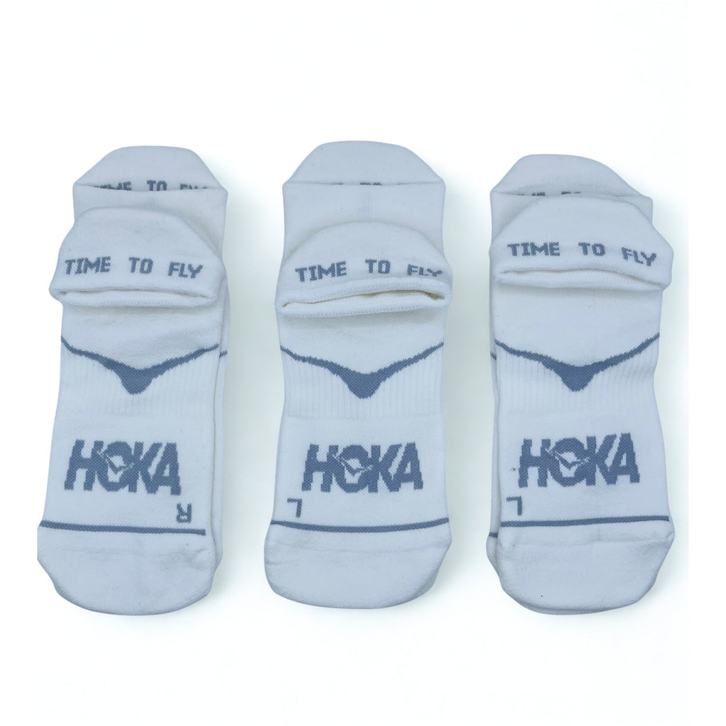3 Pairs HOKA Time To Fly No Show WHITE Socks  Unisex L , NWOT