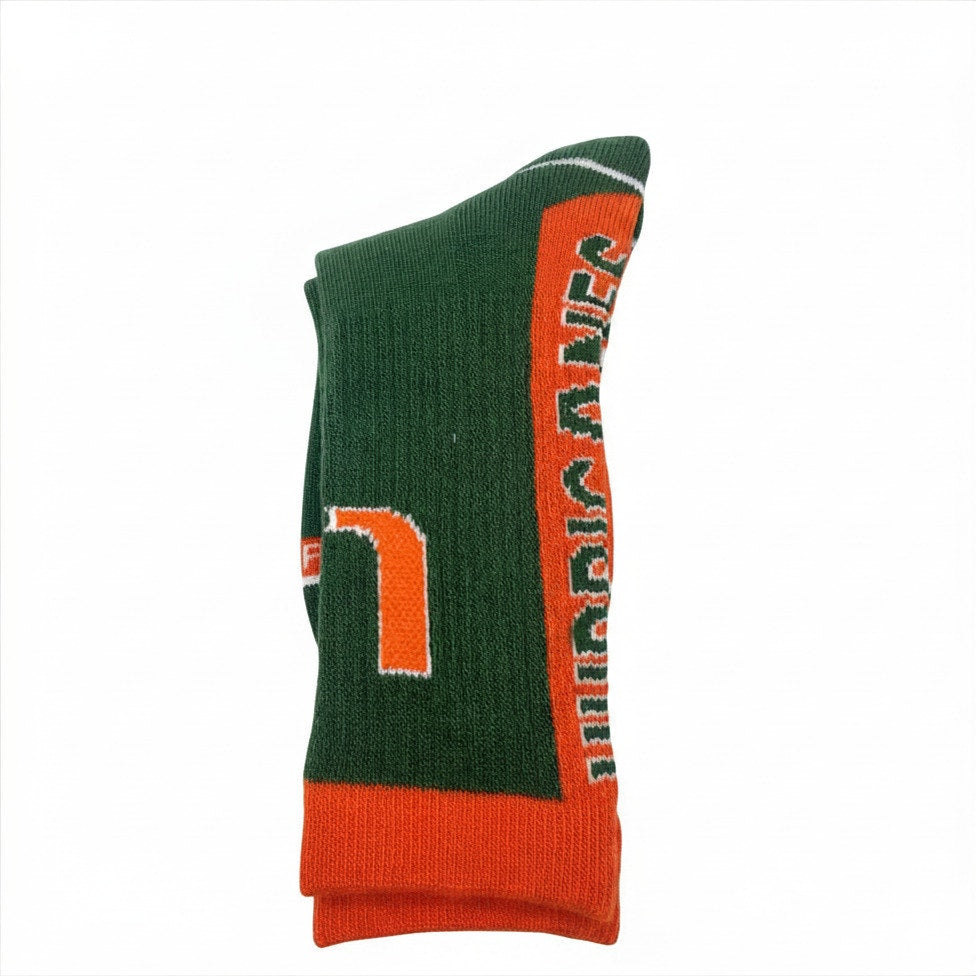 Bare Feet Miami Hurricanes Crew Socks Size Medium
