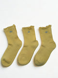3 Pairs Alo Yoga Women's Lettuce Edge Sock M/L fits sizes 8 – 11 Yellow