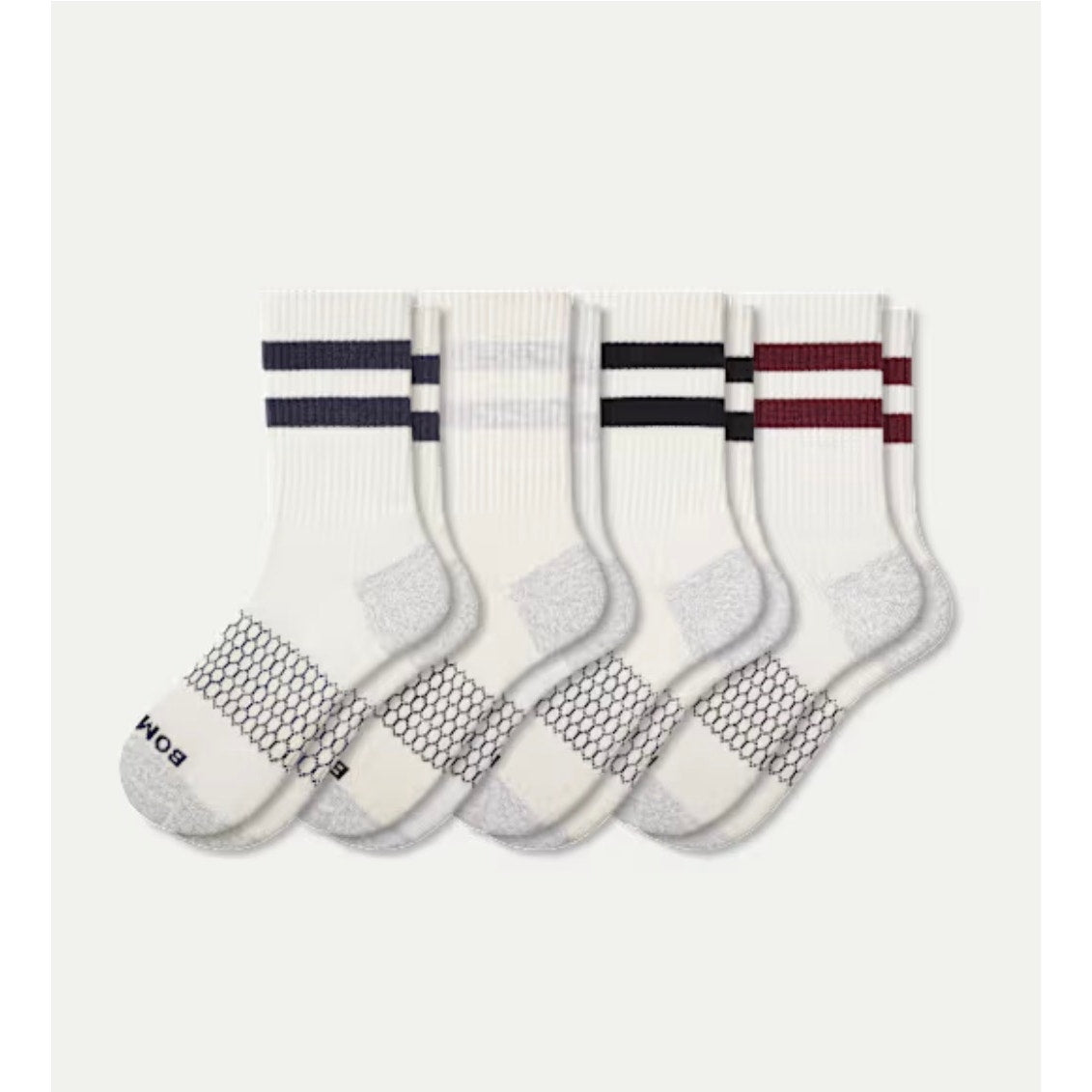 4 Pairs Bombas Stripe Quarter Socks Size Medium 6-10