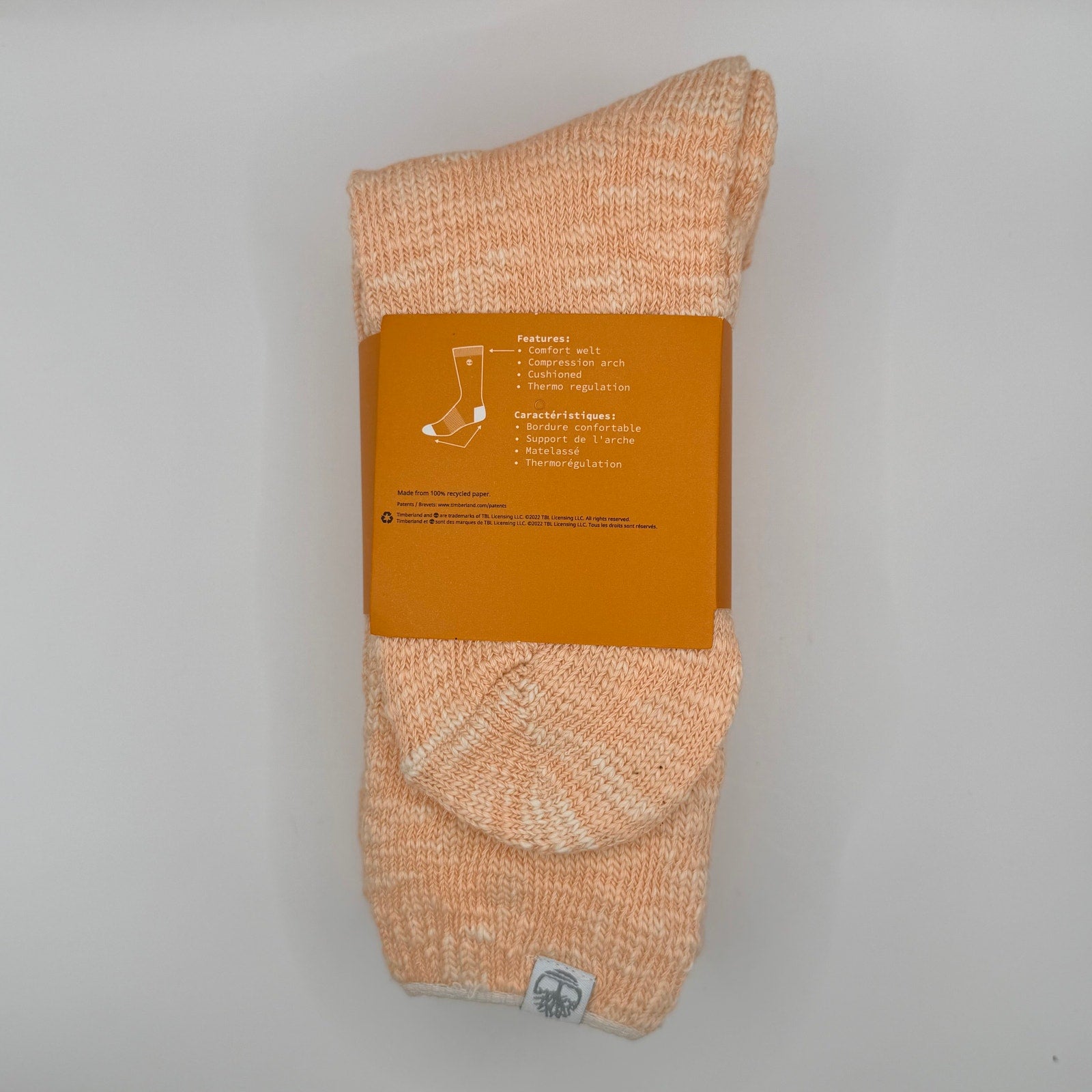 NWT Timberland Women's Cushioned Crew Socks 4 Pairs - Wool Blend, Thermal Peach Medium