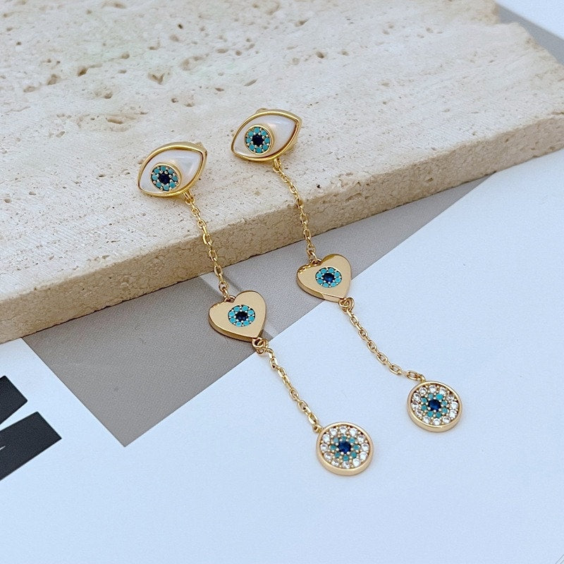Kate Spade New York Gold-Tone Mixed Stone Evil Eye Linear Drop Earrings