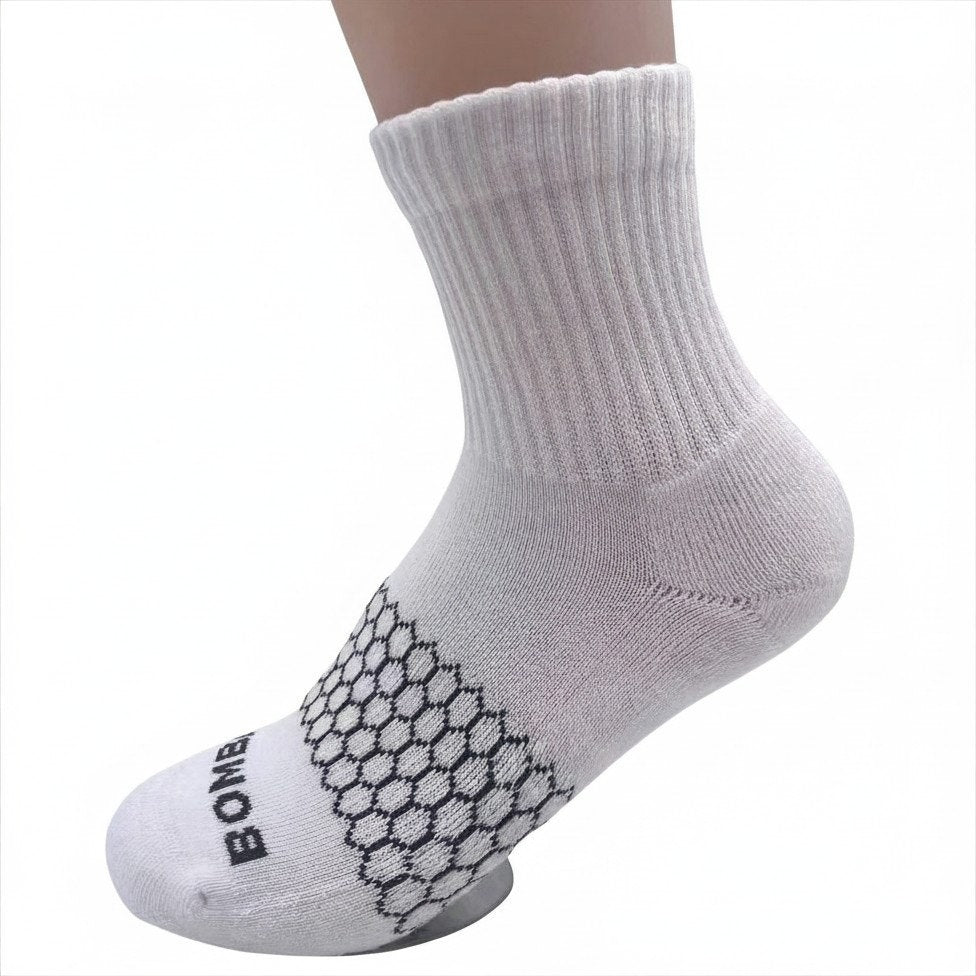6 Pairs Women Men's BOMBAS Honeycomb Quarter Socks Size Medium
