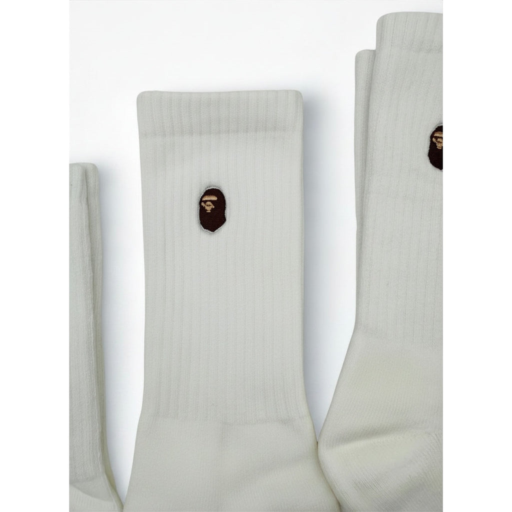 3 Pairs Bathing Ape (BAPE) Crew Socks Size Large 8-12