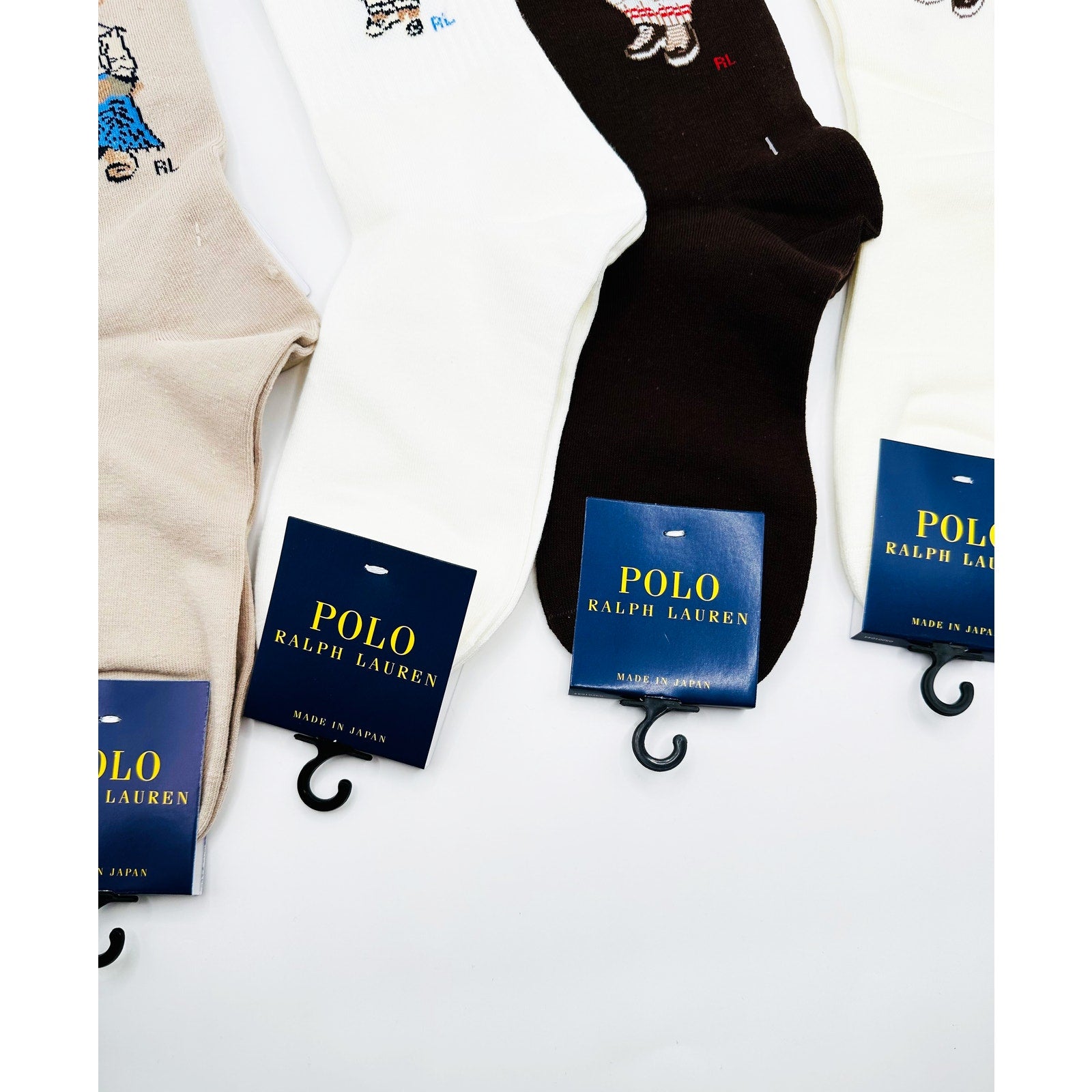 4 pairs NWT POLO Ralph Lauren Bear-motif Socks size Medium 6-10