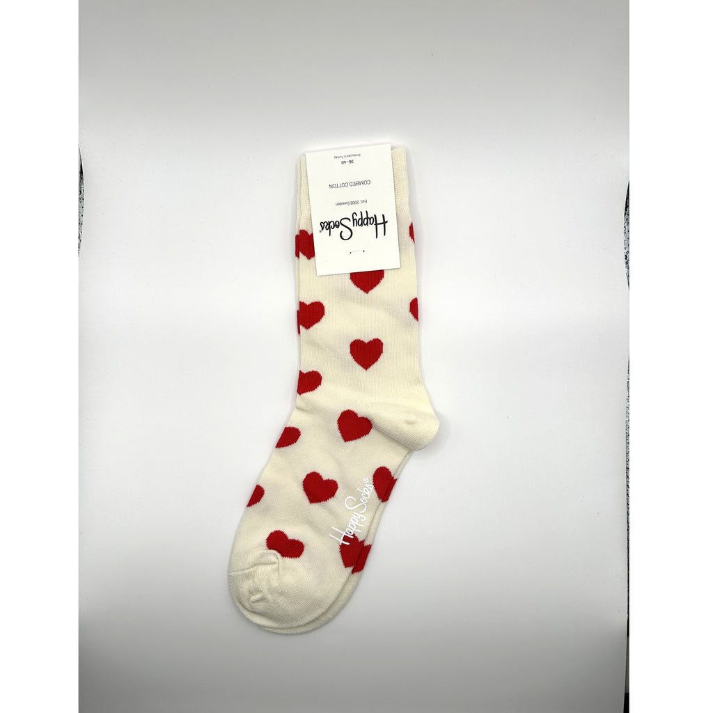 1 Pair Happy Socks White Heart Size Medium Unisex
