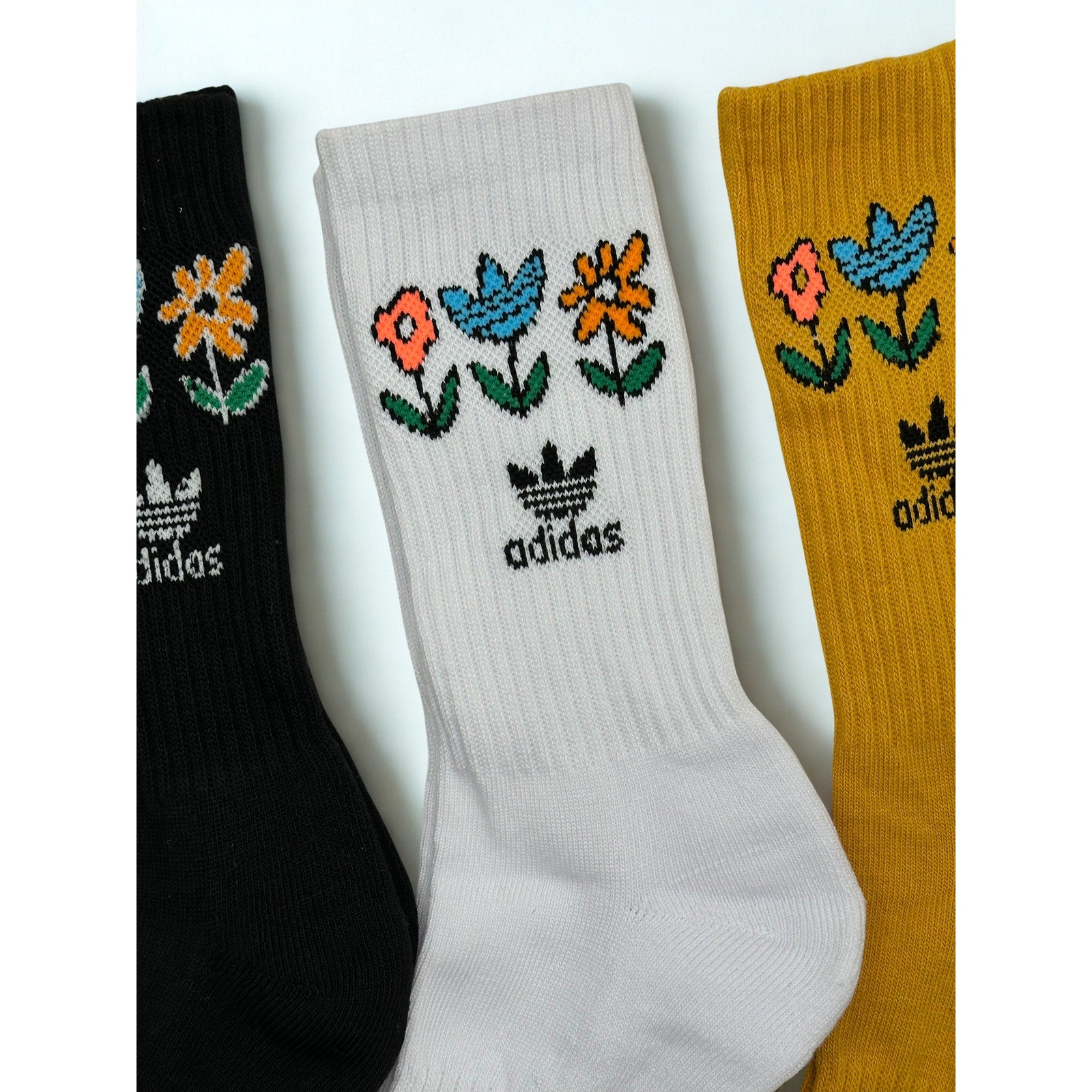 6 Pairs ADIDAS Floral Everyday Cotton Crew Socks Dri Fit Size MEDIUM