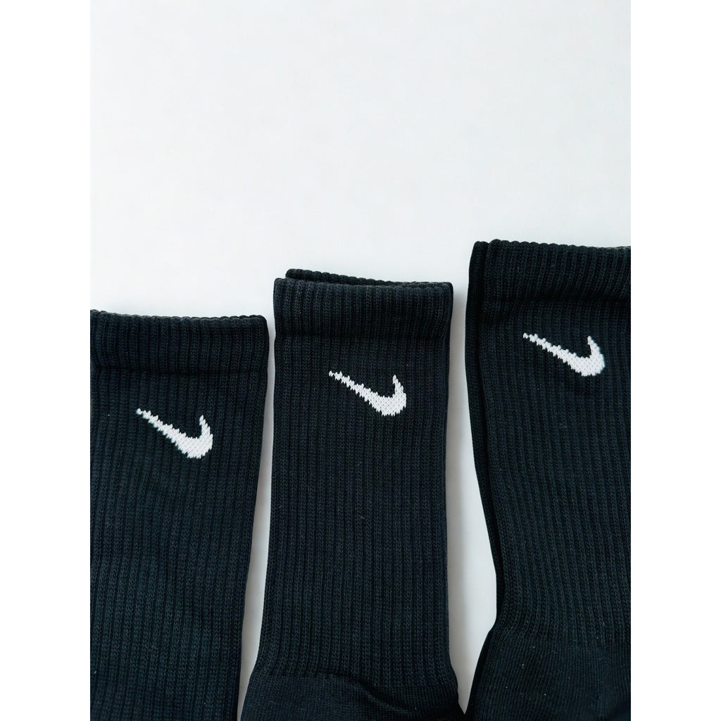 3 Pairs NWOT NIKE Black Everyday Cotton Crew Socks Dri Fit Size Large