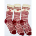 3 PAIR New Balance Holiday Crew socks Off-white and Red Geometric Pattern M/L
