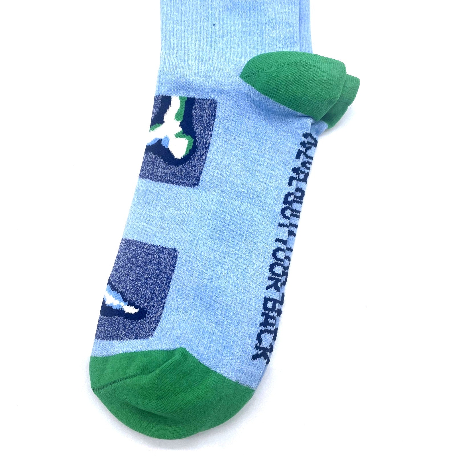 1 Pair FIGS Compression 'Skeleton' Blue & Green Socks Size L
