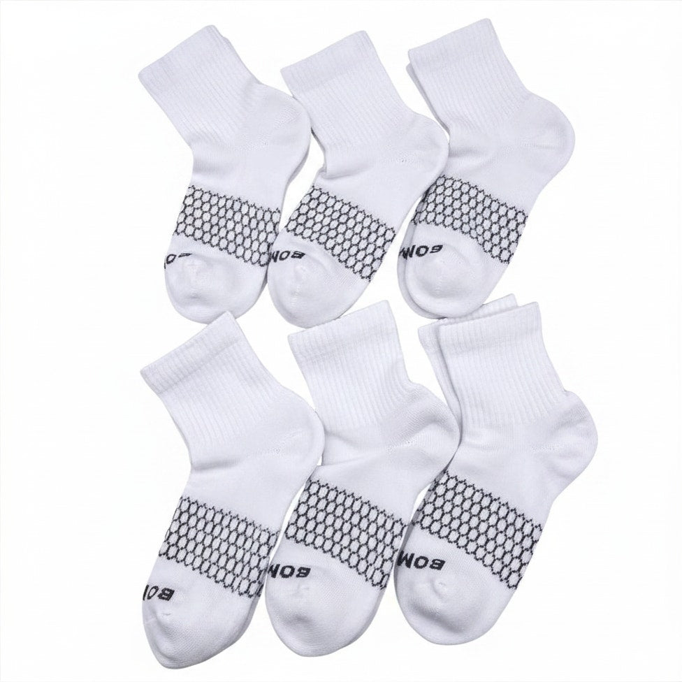6 Pairs Women Men's BOMBAS Honeycomb Quarter Socks Size Medium