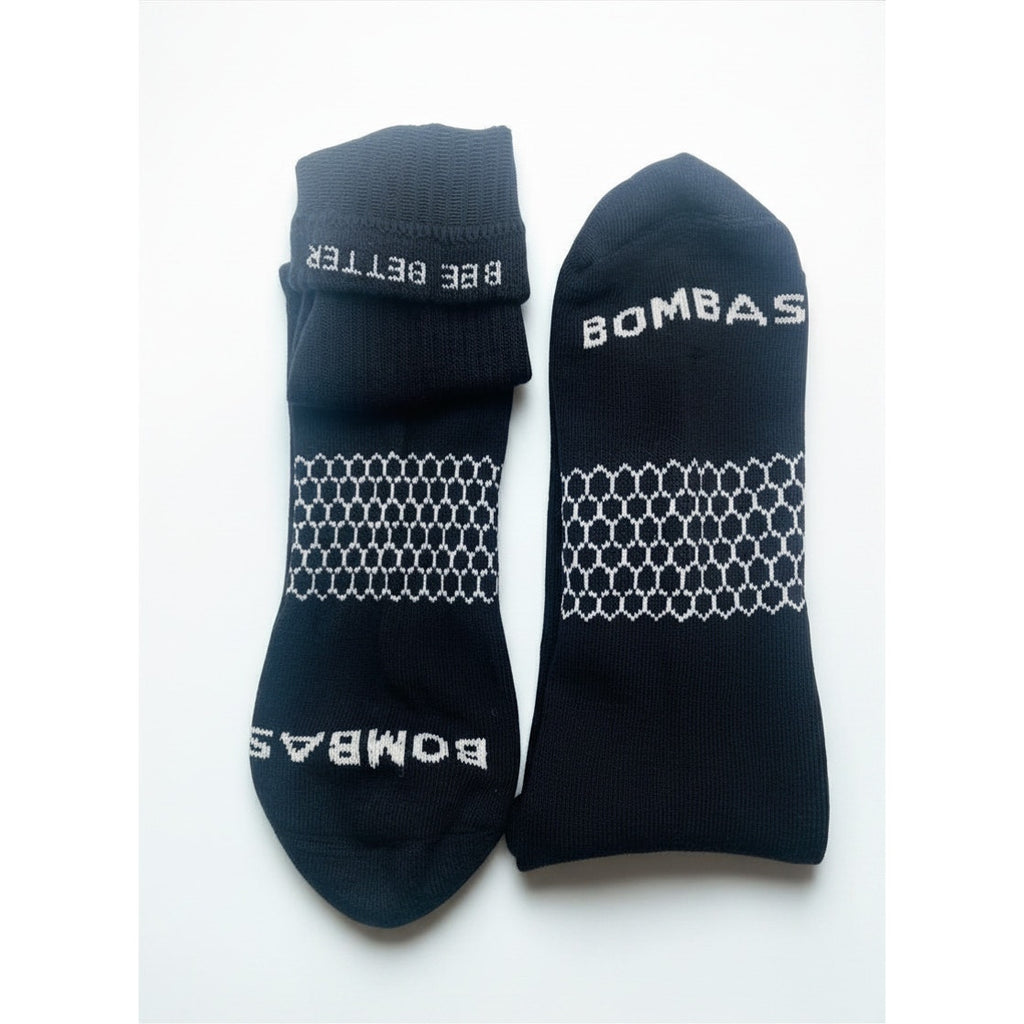 4 Pairs Bombas Black Crew Socks Size Large 8-12