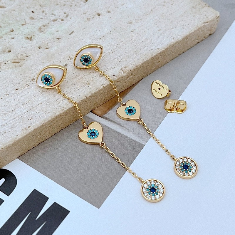 Kate Spade New York Gold-Tone Mixed Stone Evil Eye Linear Drop Earrings