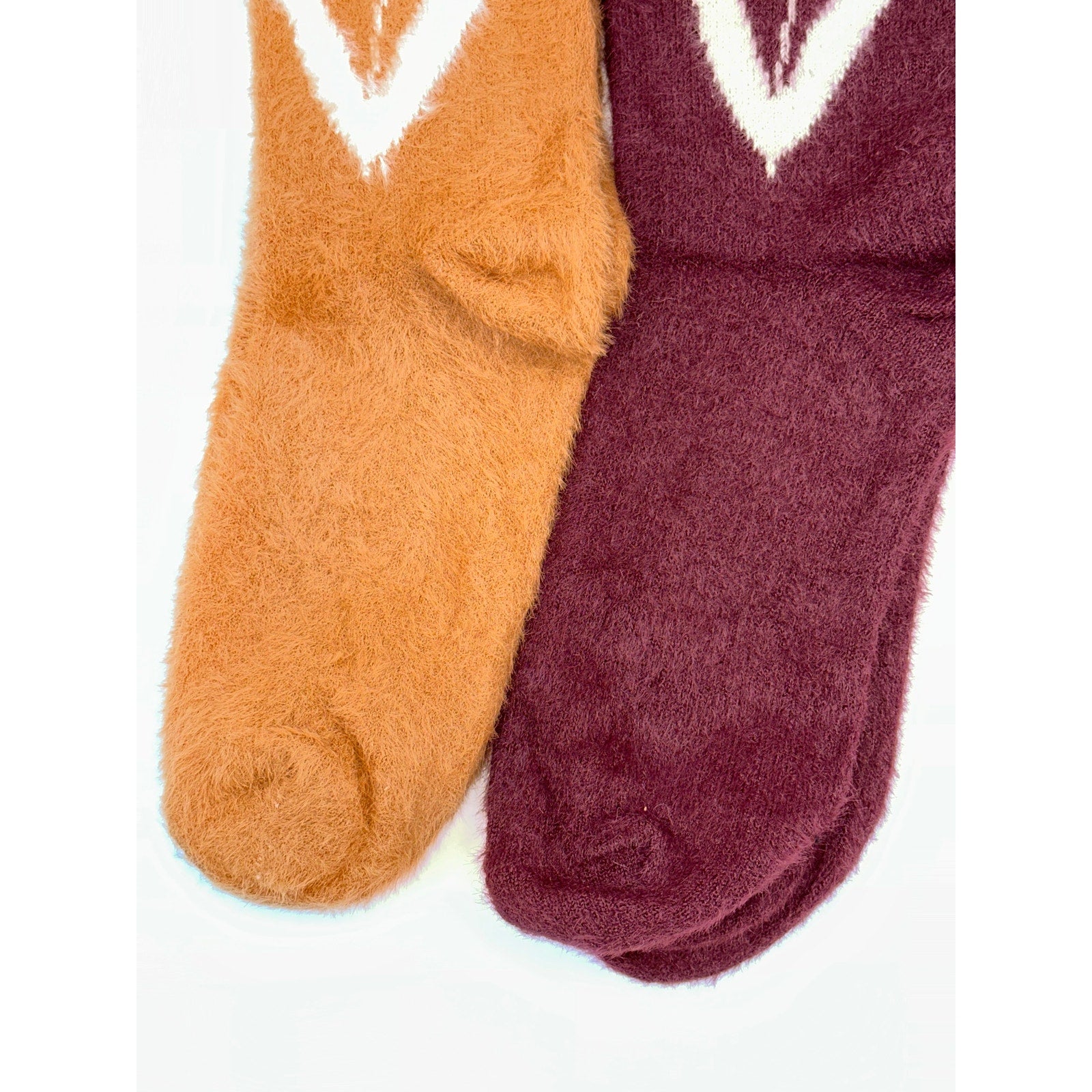 2 Pairs UGGS Fuzzy Cozy Socks M/L Adult Women Tan and Maroon