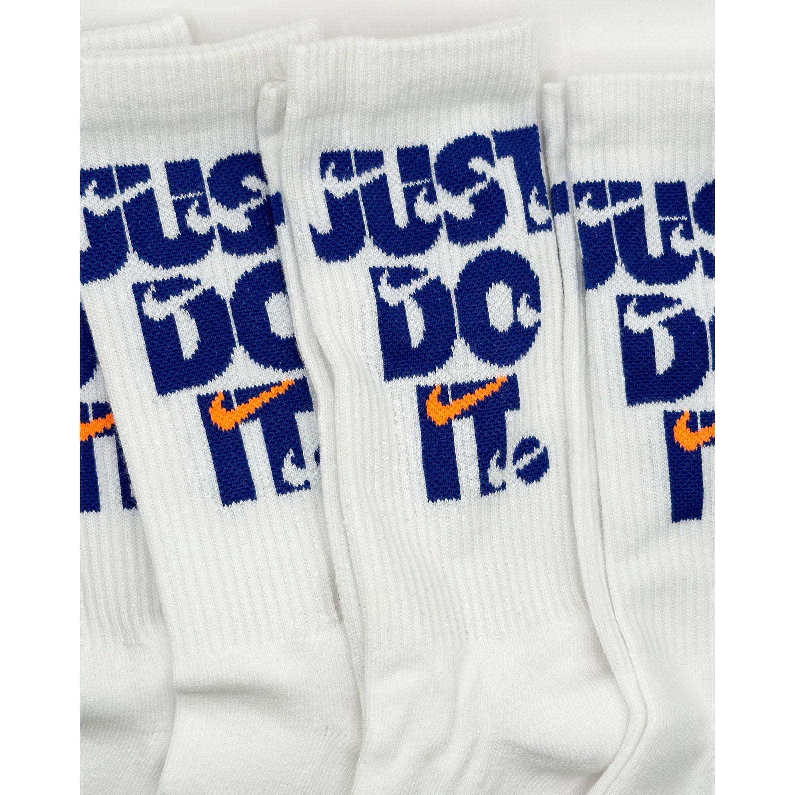 6 Pairs NWOT NIKE 'Just do it' Cotton Crew Performance Socks WHITE Dri-Fit Size LARGE