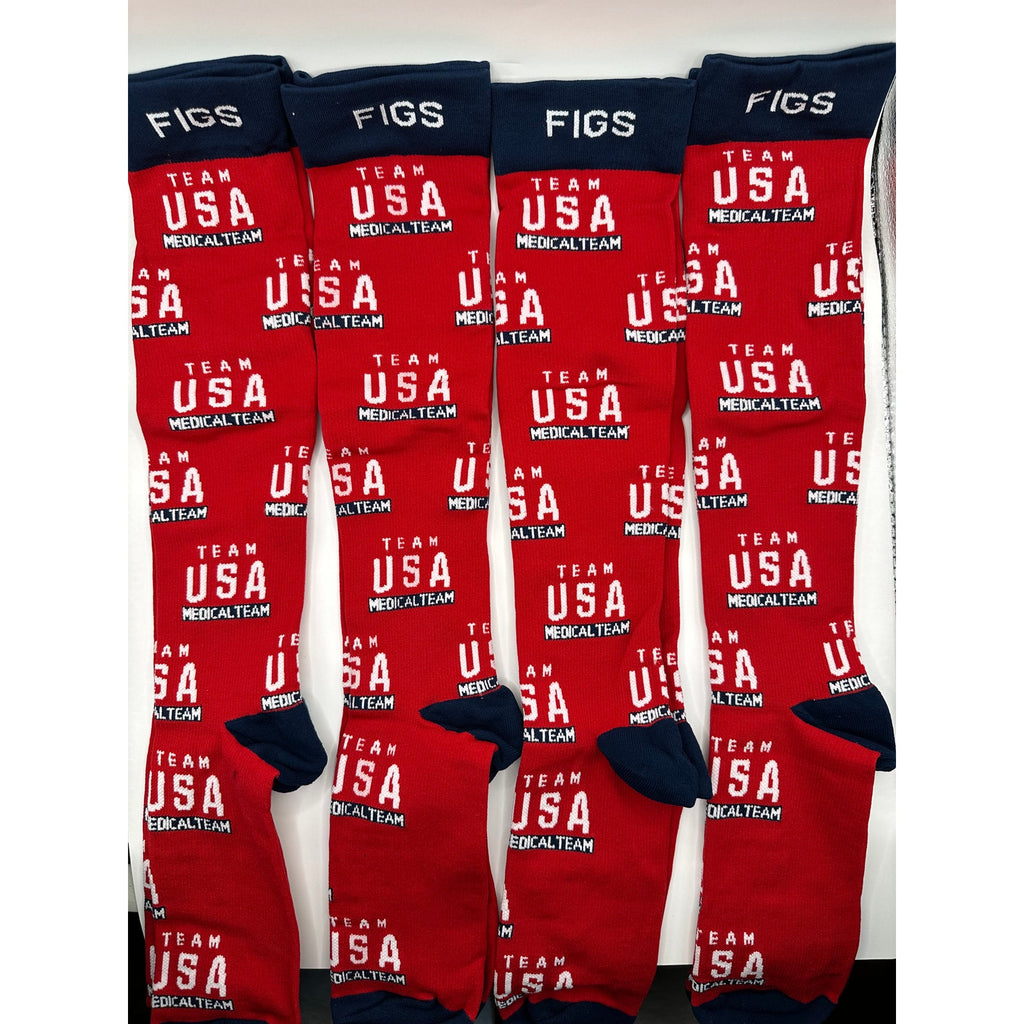 4 Pairs FIGS Compression Socks Red & Black USA 100% Awesome Size Medium