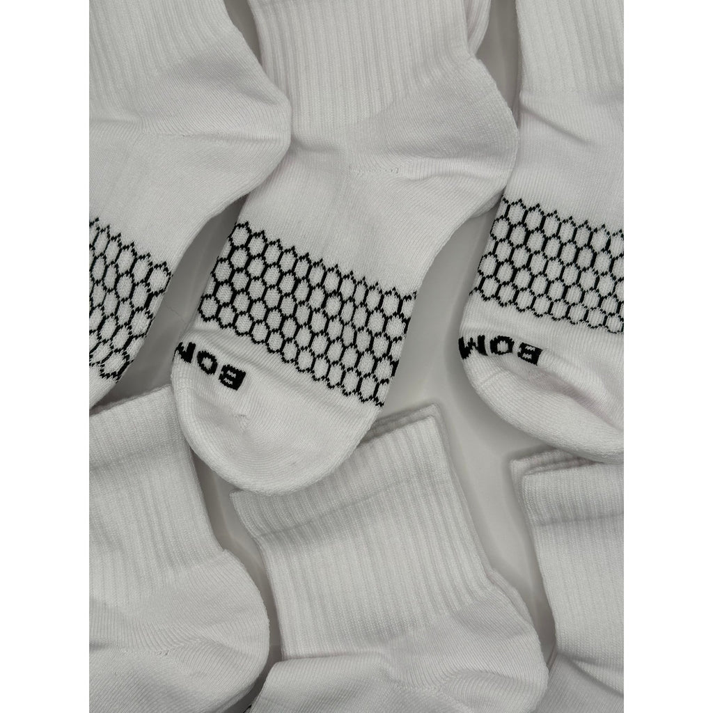 Women Men's BOMBAS Honeycomb Quarter socks Size Small White 6 Pairs