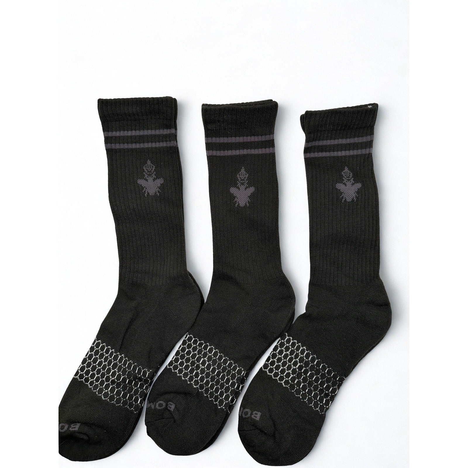 BOMBAS Honeycomb CrewSocks Size Large Black 3 Pairs Unisex
