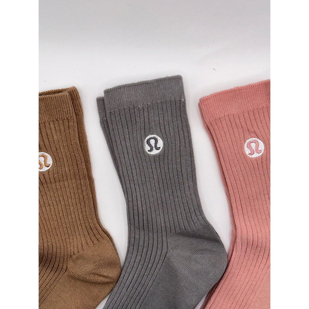 3 Pairs - Lululemon Cotton Daily Essential Socks Mid-Crew M/L 6.5–10.5 (US)