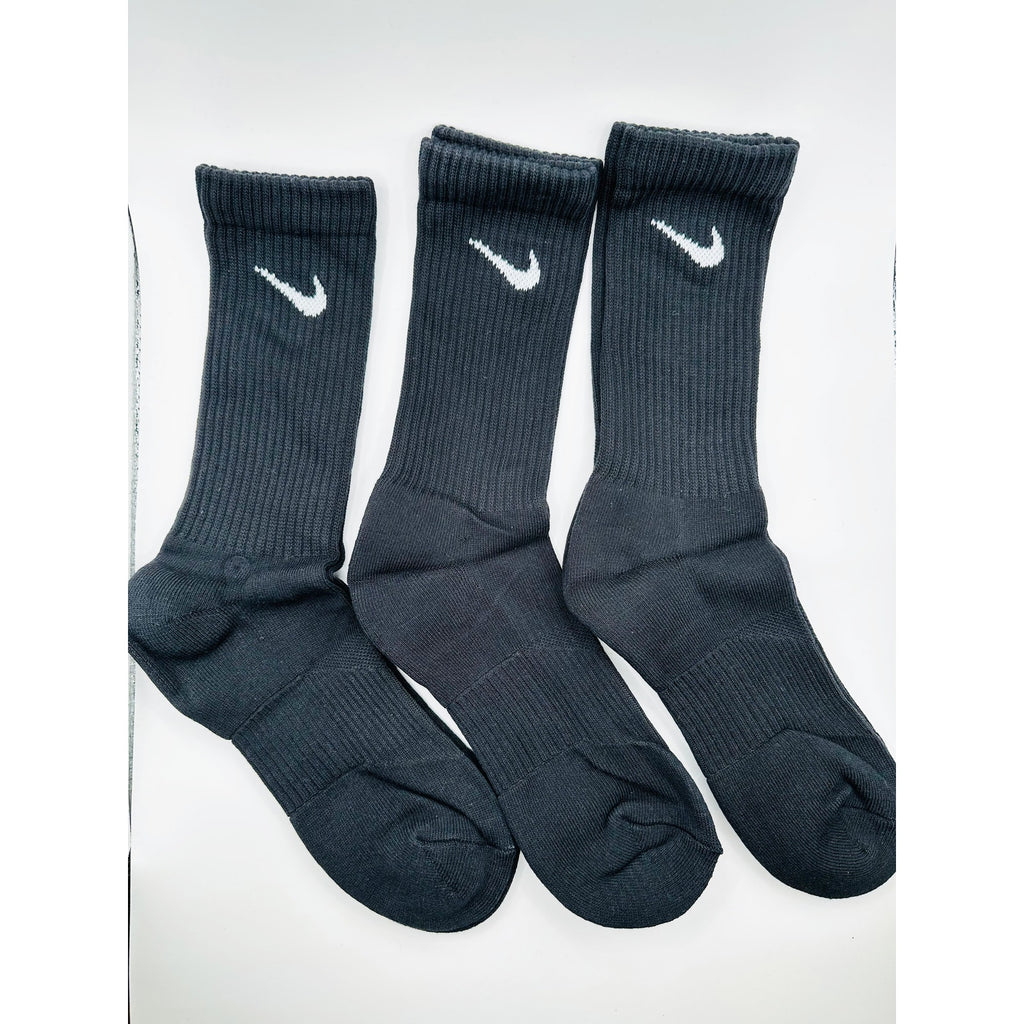 3 Pairs NWOT NIKE Black Everyday Cotton Crew Socks Dri Fit Size LARGE