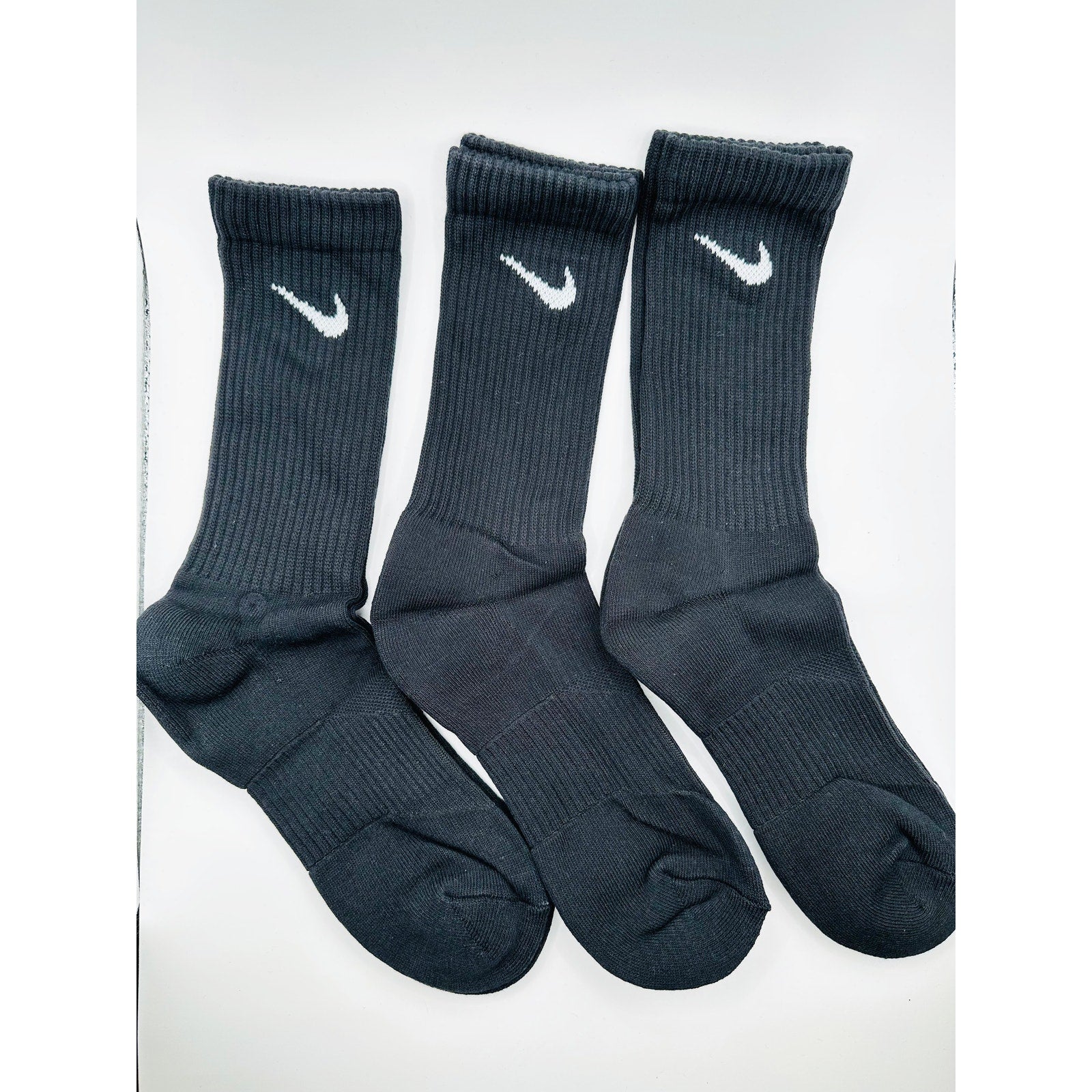 3 Pairs NWOT NIKE Black Everyday Cotton Crew Socks Dri Fit Size LARGE