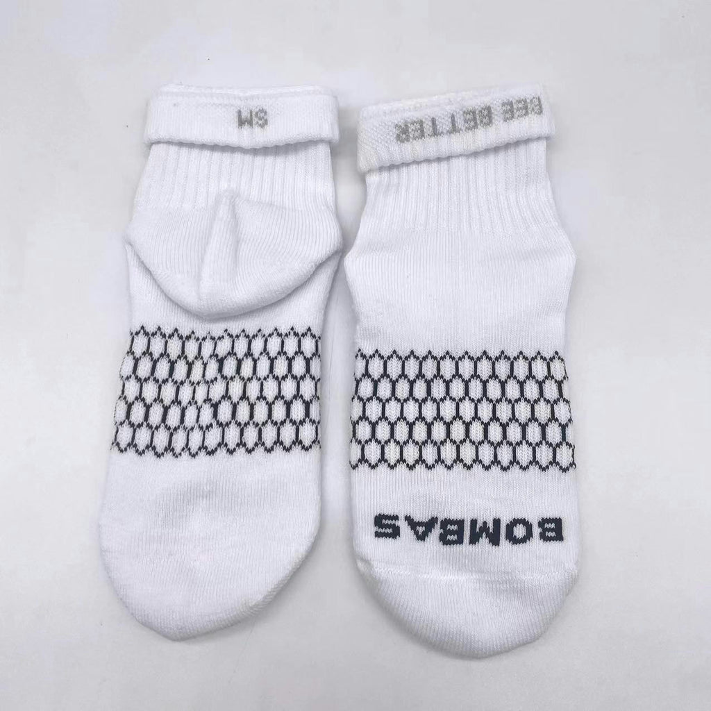 Women Men's BOMBAS Honeycomb Quarter socks Size Small White 6 Pairs