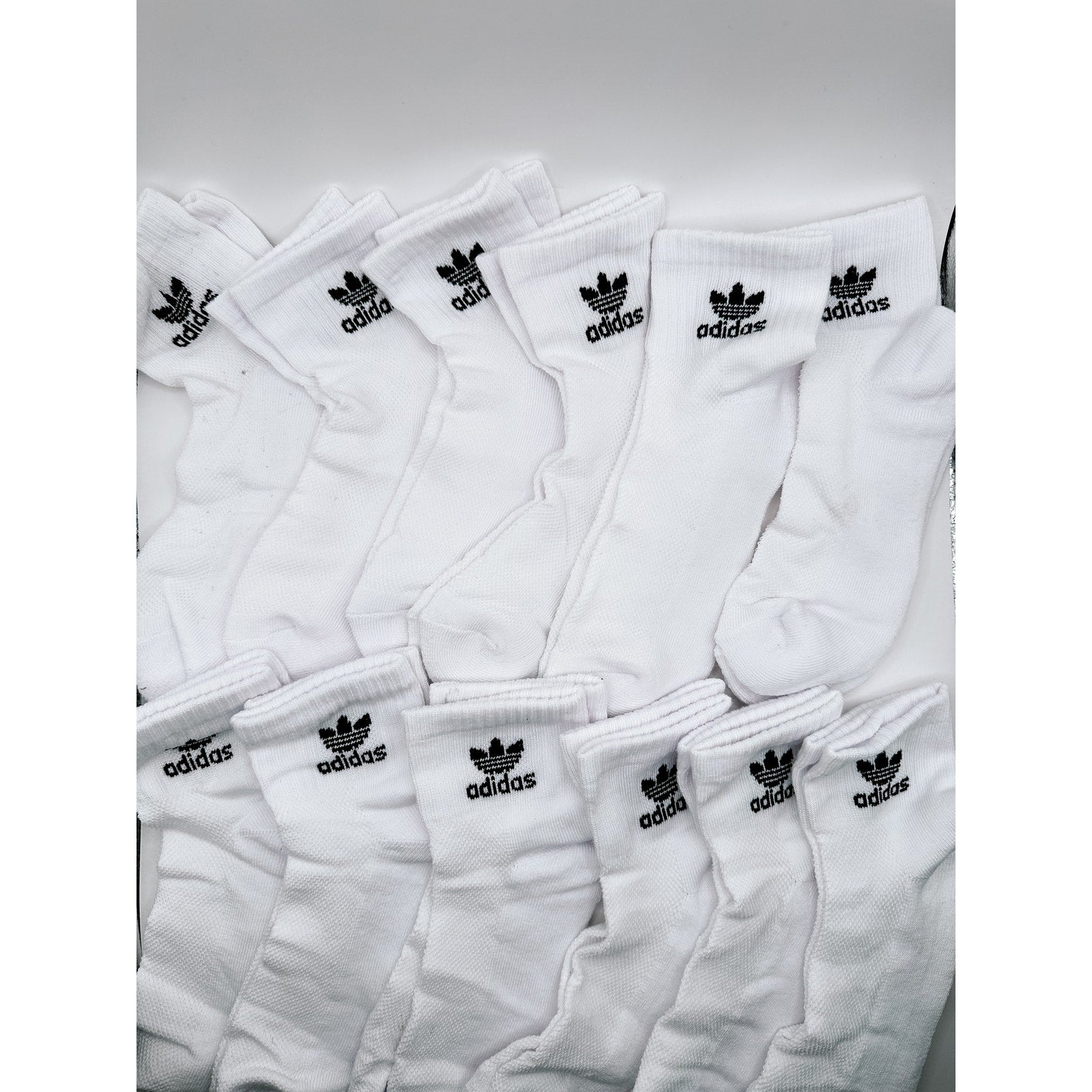 12 Pairs Adidas Everyday Essential Quarter Cut Socks L 8-12 Unisex
